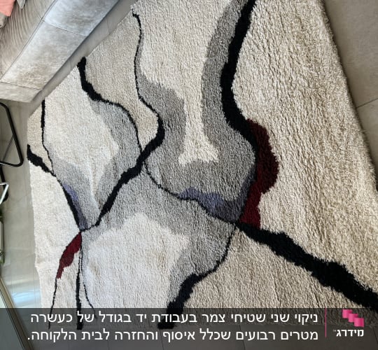 שטיח עם דוגמאות מופשטות בצבעים שונים